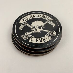 (2) 4 pack Halloween Coasters All Hallow's Eve w/ skull and Crossbones Threshold